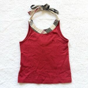 Burberry Toddler Girls Halter neck Tops 100cm 3T 4T Red Nova Check Horse Kids